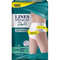LINES SPECIALIST PANTS SUPER L X 9 PANNOLONE MUTANDINA INDOSSABILE COME NORMALE BIANCHERIA TIPO PULL-ON