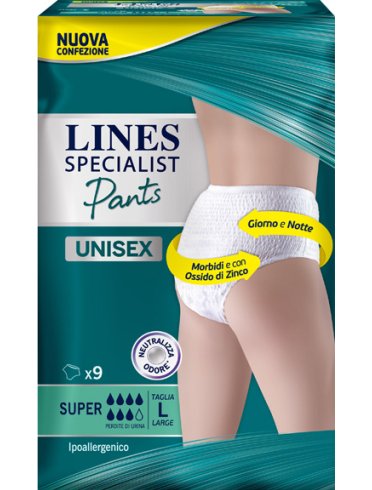 Lines specialist pants super l x 9 pannolone mutandina indossabile come normale biancheria tipo pull-on