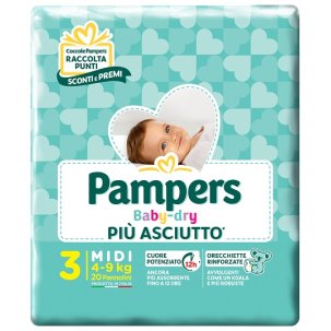 Pampers Baby Dry - Pannolini Midi Downcount Taglia 3 - 20 Pezzi 