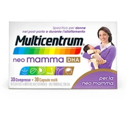 Multicentrum Neo Mamma DHA - Integratore Multivitaminico - 30 Compresse + 30 Capsule Molli