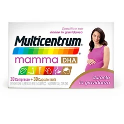 Multicentrum Mamma DHA - Integratore Multivitaminico per Donne in Gravidanza con Acido Folico - 30 Capsule Molli + 30 Compresse