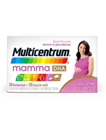 Multicentrum mamma dha - integratore multivitaminico per donne in gravidanza con acido folico - 30 capsule molli + 30 compresse