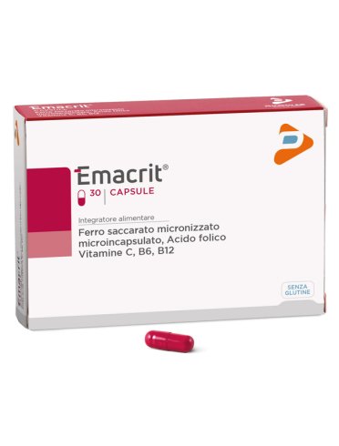 Emacrit - integratore di ferro e acido folico - 30 capsule