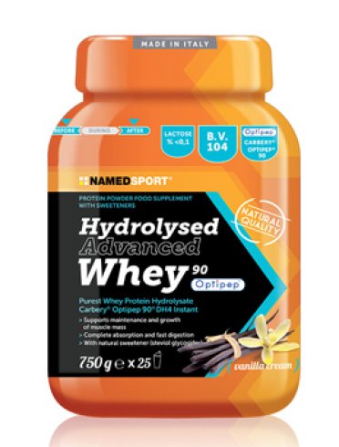 Named sport hydrolysed advanced whey - integratore per massa magra - gusto vanilla cream - 750 g