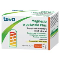 Teva Magnesio e Potassio - Integratore di Sali Minerali per Stanchezza e Affaticamento - 24 Bustine