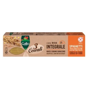 PASTA INTEGRALE 3 CEREALI RISO MAIS E GRANO SARACENO SPAGHETI 250 G SCATOLA