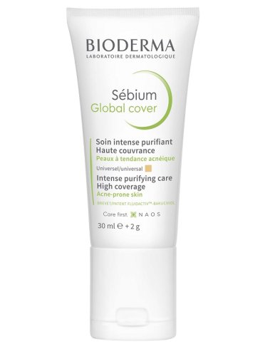 Bioderma sebium global cover - crema viso intensiva purificante anti-imperfezioni con tappo stick applicatore - 30 ml