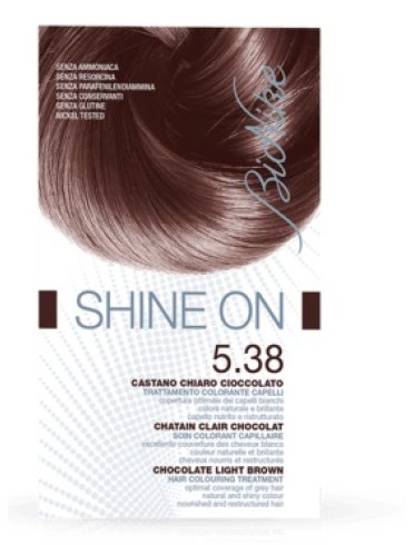 Bionike shine on - tintura permanente capelli - colore 5.38 castano chiaro cioccolato - 125 ml