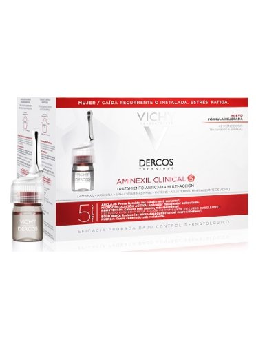 Vichy dercos aminexil intensive 5 - trattamento anti-caduta capelli donna - 42 fiale