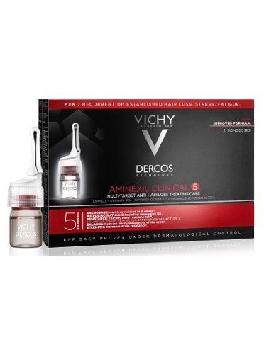 Vichy dercos aminexil intensive 5 - trattamento anti-caduta capelli uomo - 21 fiale
