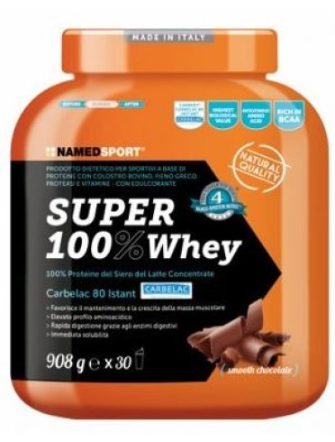 Named sport super 100% whey - integratore massa muscolare - gusto smooth chocolate 908 g