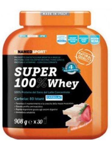 Named sport super 100% whey integratore massa muscolare cioccolato bianco e fragola 2 kg