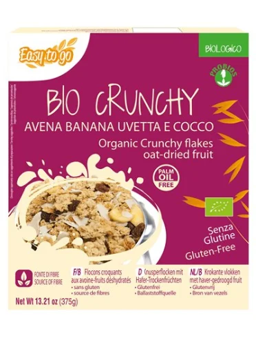 Easy to go bio crunchy avena banana uvetta e cocco 375 g Easy to go bio crunchy avena banana uvetta e cocco 375 g