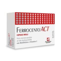 Ferrocento ACT - Integratore di Ferro, Acido Folico e Vitamina C - 30 Capsule Molli