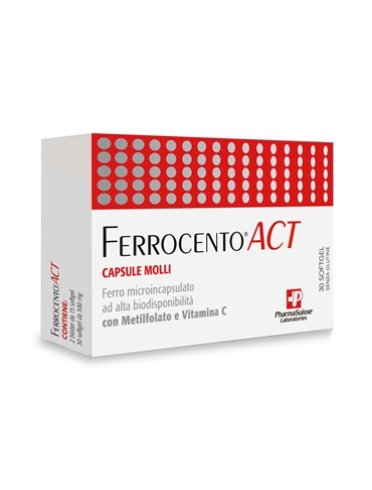 Ferrocento act - integratore di ferro, acido folico e vitamina c - 30 capsule molli