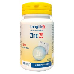 LongLife Zinc 25 mg - Integratore Difese Immunitarie - 100 Compresse