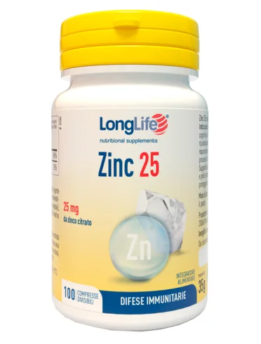 Longlife zinc 25 mg - integratore difese immunitarie - 100 compresse Longlife zinc 25 mg - integratore difese immunitarie - 100 compresse