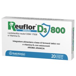 Reuflor D3 800 - Integratore di Fermenti Lattici e Vitamina D3 Gusto Arancia - 20 Compresse Masticabili