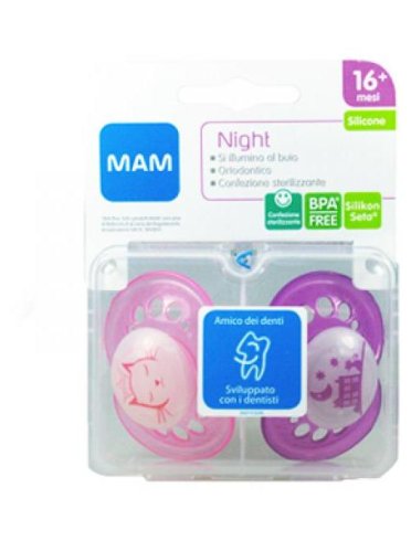 Mam night succhietto 16+ silicone confezione doppia