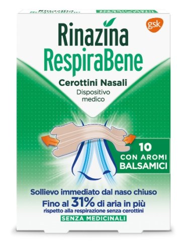 Rinazina respirabene cerotti nasali con aromi balsamici carton 10 pezzi