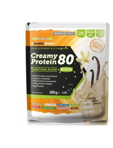 Named sport creamy protein 80 gusto vaniglia - integratore per massa muscolare - 500 g