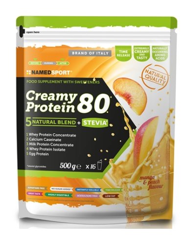 Named sport creamy protein 80 gusto pesca - integratore per massa muscolare - 500 g