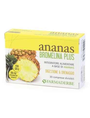 Ananas bromelina plus integratore drenante e digestivo 30 compresse