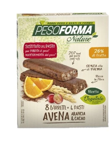 Pesoforma nature barretta all'avena arancia e cacao 8 pezzida 31 g Pesoforma nature barretta all'avena arancia e cacao 8 pezzida 31 g