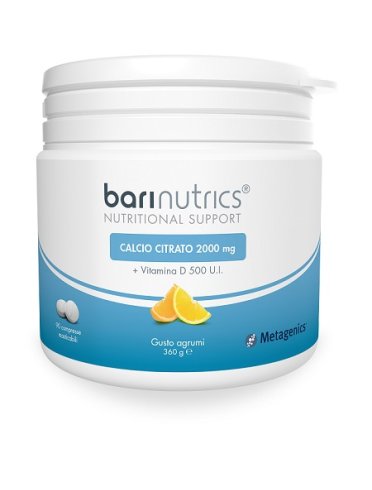 Barinutrics calcio citrato 2.000 mg - integratore di vitamina d3 e calcio gusto arancia e limone - 90 compresse