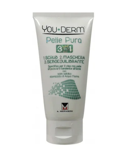 You-derm pelle pura 3 in 1 - scrub maschera viso seboregolatore - 75 ml