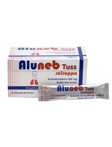 Aluneb tuss sciroppo 20 stick pack monodose da 10 ml gusto amarena senza glutine