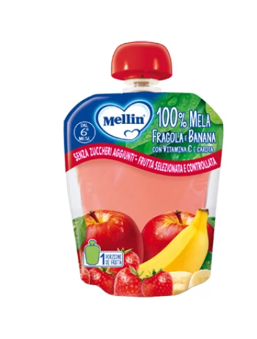 Mellin 100% mela fragola banana e carota 90 g Mellin 100% mela fragola banana e carota 90 g