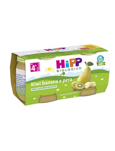 Hipp bio omogeneizzato kiwi banana pera 100% 2x80 g