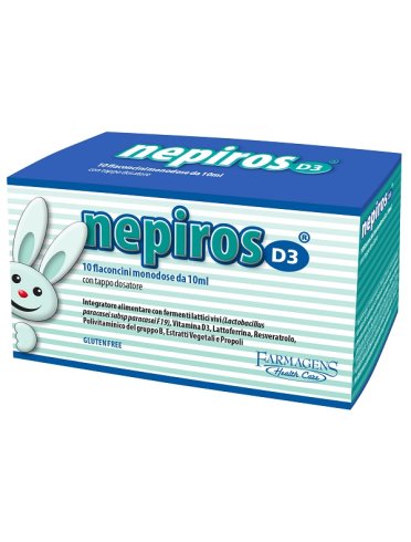Nepiros d3 - integratore fermenti lattici con vitamina d3 - 10 flaconcini x 10 ml