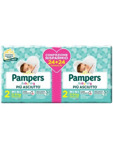 Pampers baby dry mutandino - pannolini duo downcount mini taglia 2 - 48 pezzi