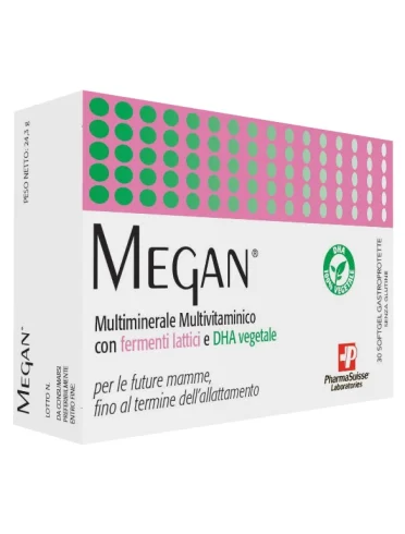 Megan - integratore multivitaminico con fermenti lattici per donne in gravidanza - 30 softgel Megan - integratore multivitaminico con fermenti lattici per donne in gravidanza - 30 softgel