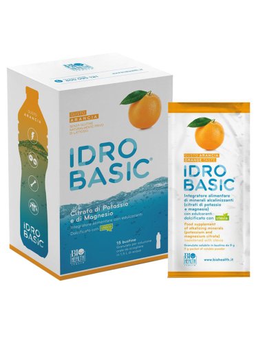 Idrobasic - integratore citrato di magnesio e potassio - gusto arancia 15 buste