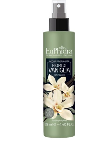 Euphidra acqua profumata vaniglia in flacone con etichetta pompa spray