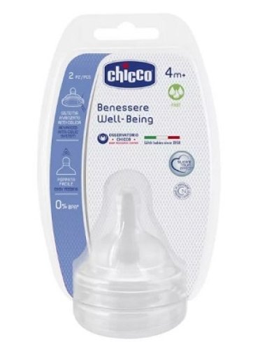 Chicco tettarella well being 4 mesi+ fast silicone 2 pezzi