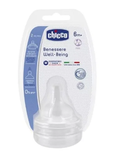 Chicco well being tettarella silicone flusso pappa 6m+ 2 pezzi Chicco well being tettarella silicone flusso pappa 6m+ 2 pezzi