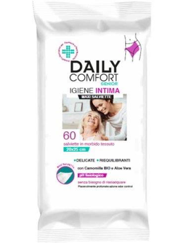 Daily comfort senior panni detergenti igiene intima 60 pezzi