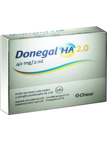 Siringa intra-articolare donegal ha 2.0 acido ialuronico 40mg 2 ml 3 pezzi