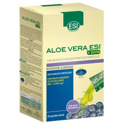 Esi Aloe Vera + Forte - Succo di Aloe Vera con Estratto di Mirtillo - 24 Pocket Drink