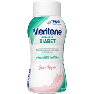 Meritene Resource Diabet - Alimento Iperproteico con 28 Vitamine e Minerali - Gusto Fragola 200 ml