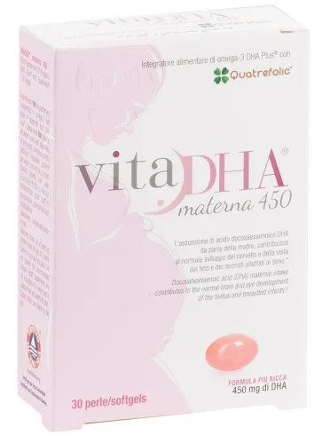 Vita dha materna - integratore di omega 3 per donne in gravidanza - 30 capsule molli Vita dha materna - integratore di omega 3 per donne in gravidanza - 30 capsule molli