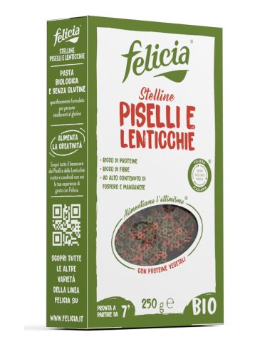 Felicia stelline lenticchie rosse e piselli verdi bio 250 g
