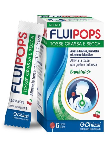 Fluipops - lecca-lecca per tosse gusto ciliegia - 6 pezzi