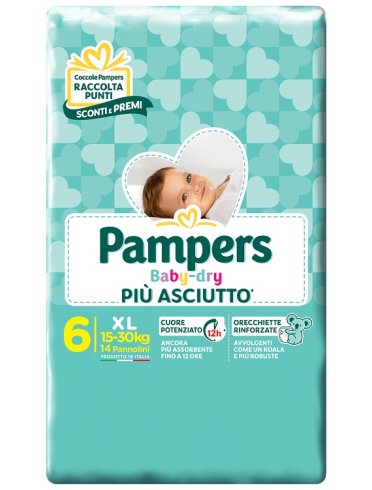 Pampers baby dry - pannolini duo downcount taglia 6 - 14 pezzi 