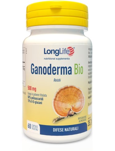 Longlife ganoderma bio 500 mg - integratore per difese immunitarie - 60 capsule