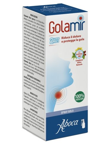 Aboca golamir 2act - spray senza alcool per il trattamento anti-infiammatorio del cavo orofaringeo di adulti e bambini - 30 ml